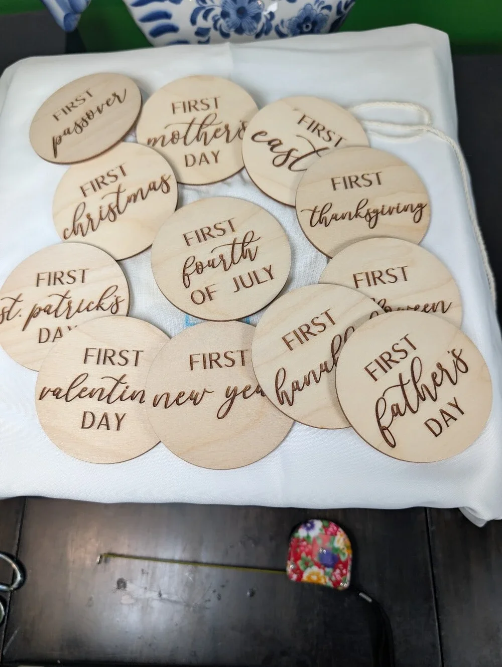 Natural Wood 'First' Milestone Discs - Holiday & Celebration Set
